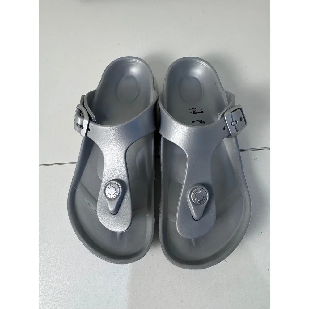 Birkenstock Gizeh EVA Kids Sandals Silver Size 31 13 Metallic Waterproof Shoes